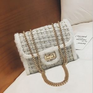 Plaid white purse